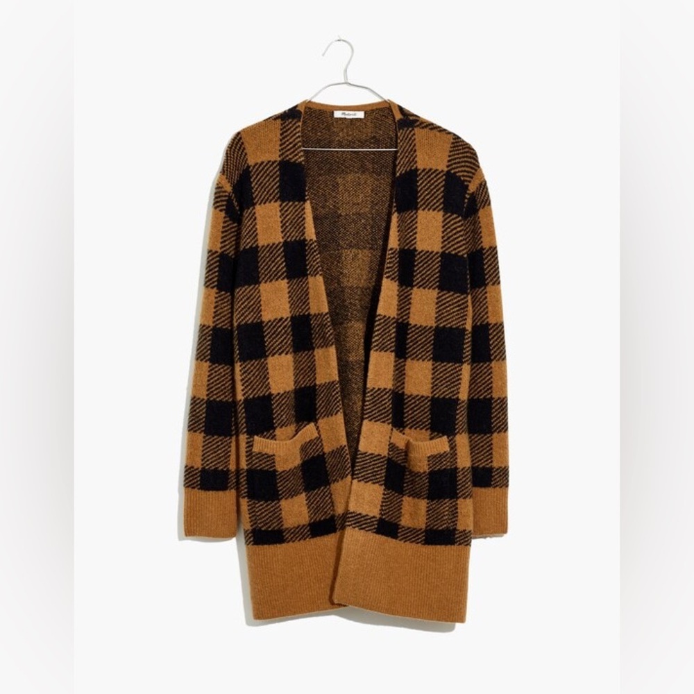Madewell True Black Buffalo Check Kent Cardigan Sweater in Coziest Yarn Sz XS - Picture 10 of 10